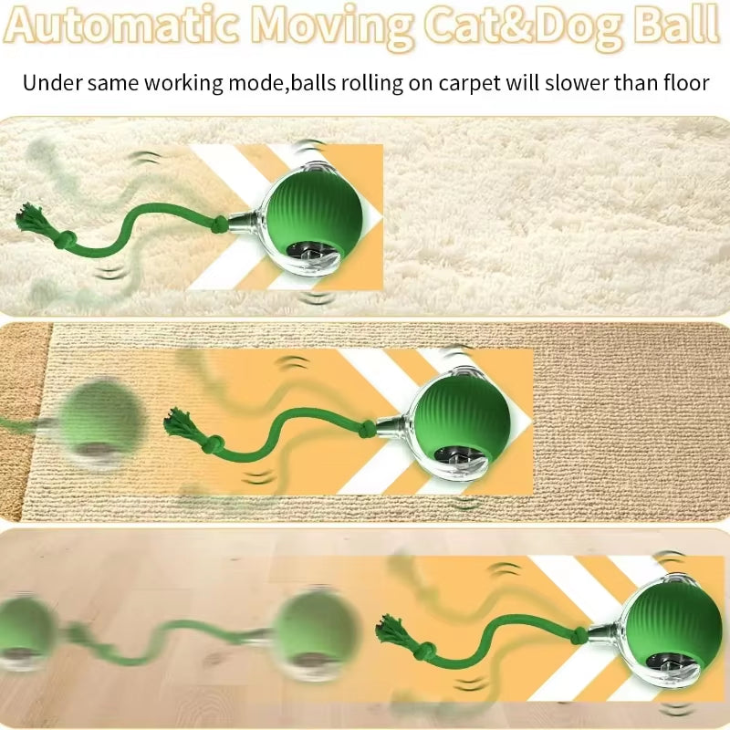 Interactive Dog Toys USB C Rechargeable Pet Interactive Toys Electric Cats Ball Automatic Rolling Fake Tail Ball Dog Cats Toy